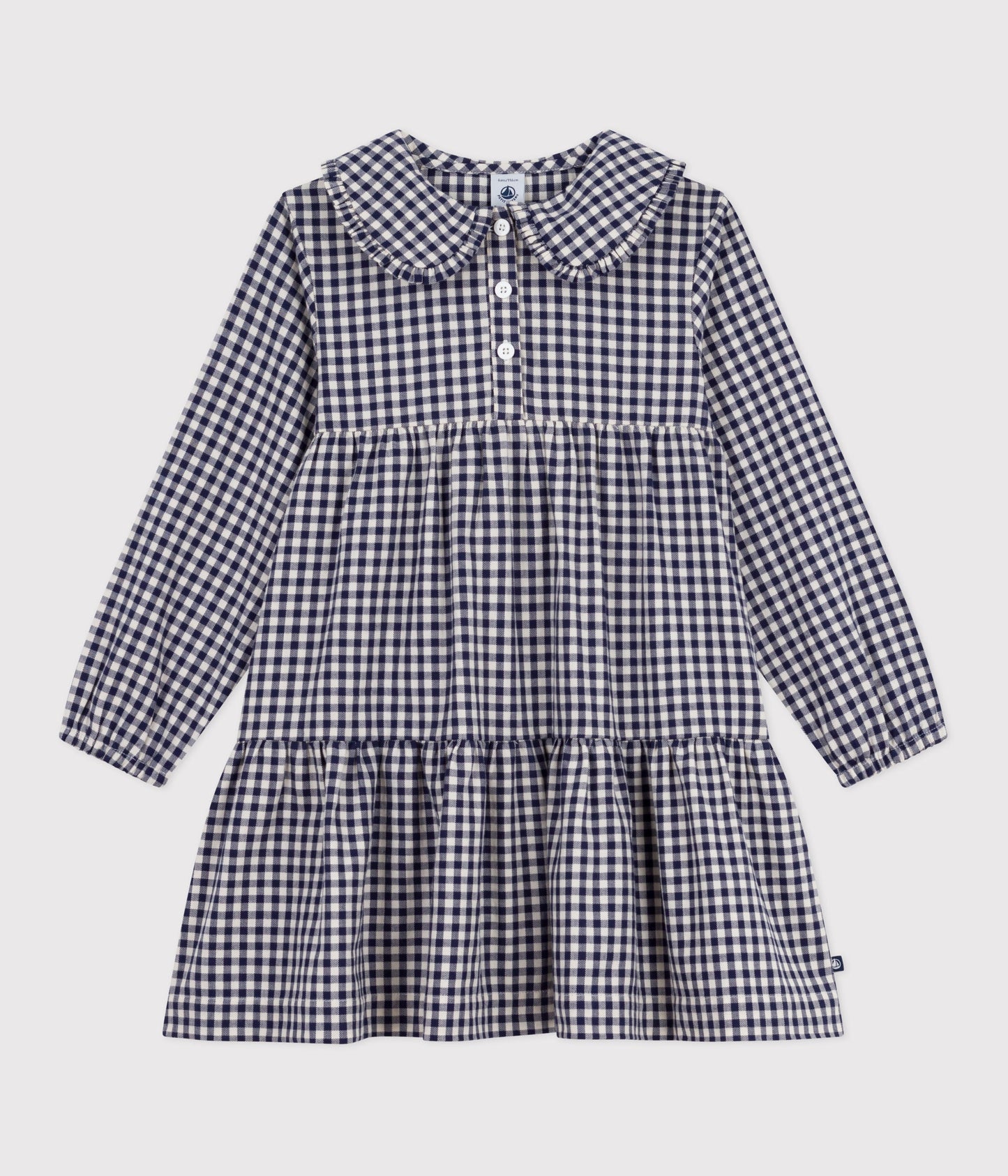 Robe enfant manches longues en flanelle à carreaux