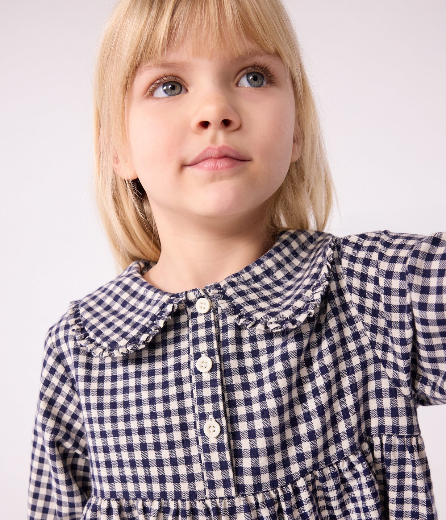 Robe enfant manches longues en flanelle à carreaux