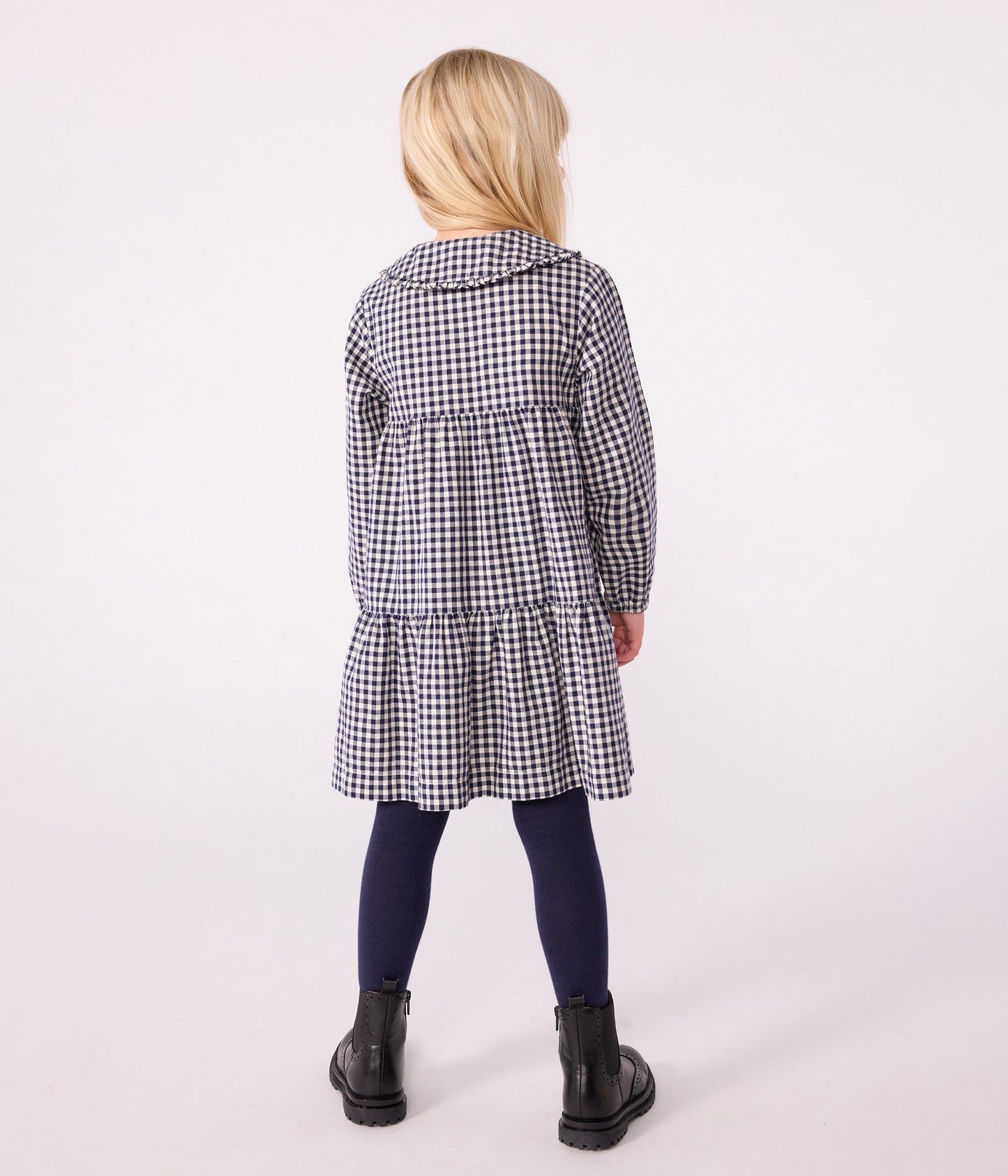 Robe enfant manches longues en flanelle à carreaux