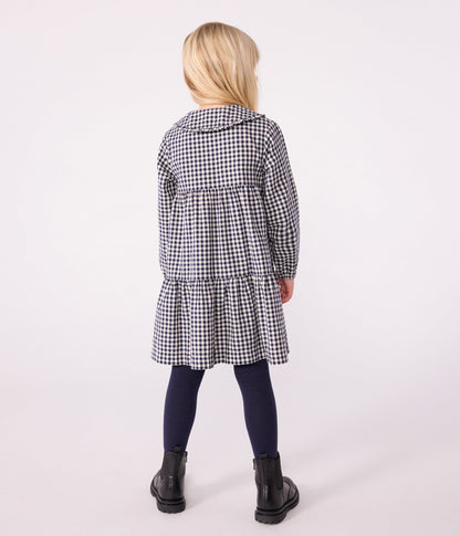 Robe enfant manches longues en flanelle à carreaux