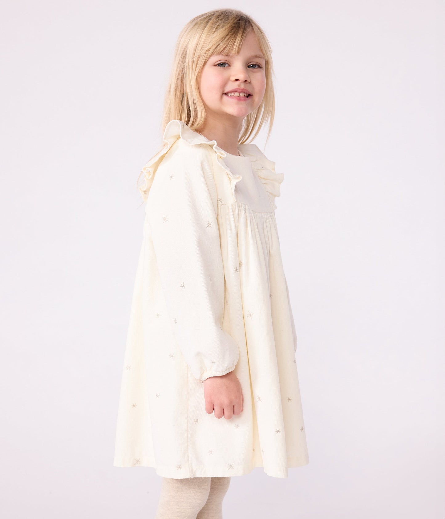 Robe enfant manches longues en velours unie