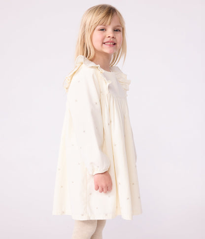 Robe enfant manches longues en velours unie
