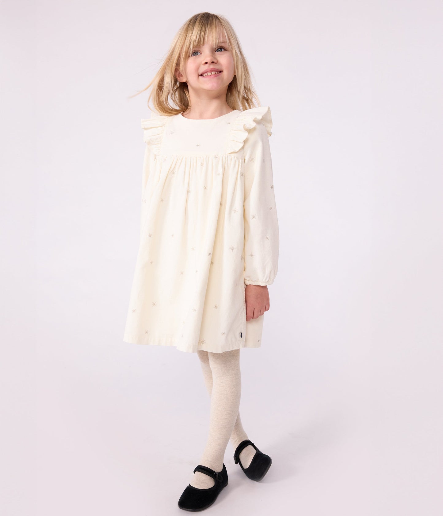 Robe enfant manches longues en velours unie
