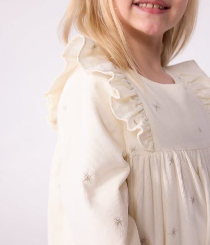 Robe enfant manches longues en velours unie