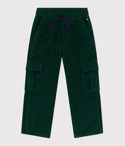 Pantalon cargo enfant en velours uni