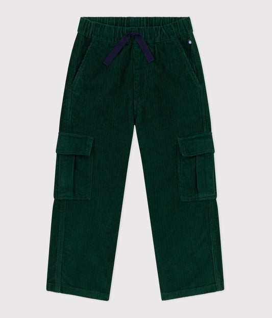 Pantalon cargo enfant en velours uni