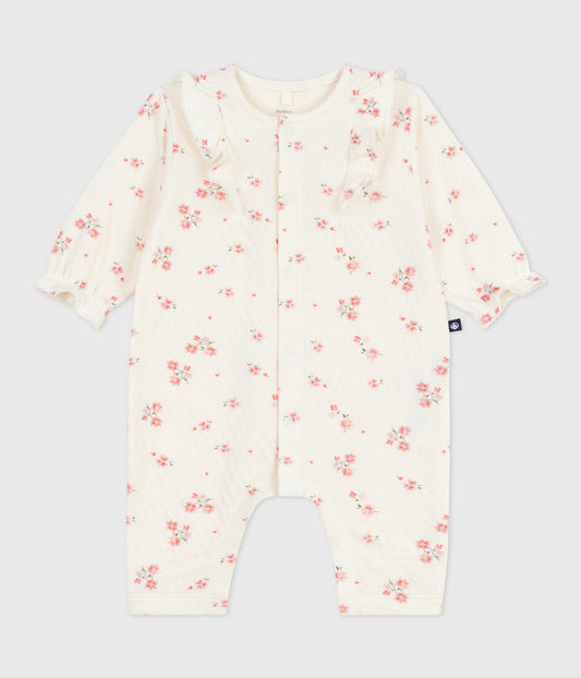 Combinaison bébé en coton à volants, imprimé fleurs