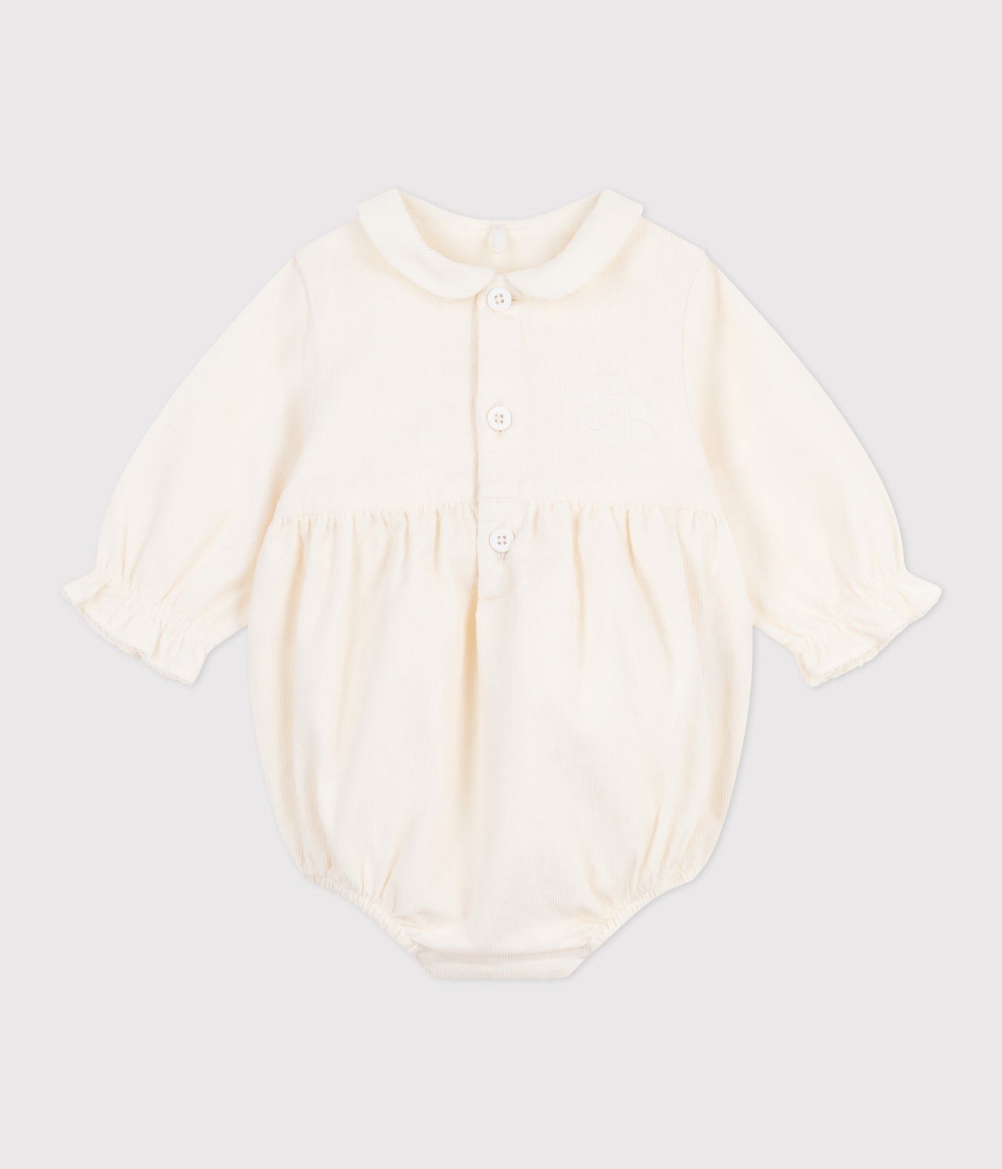 Combinaison courte cérémonie bébé en velours brodé