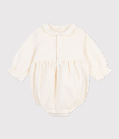 Combinaison courte cérémonie bébé en velours brodé