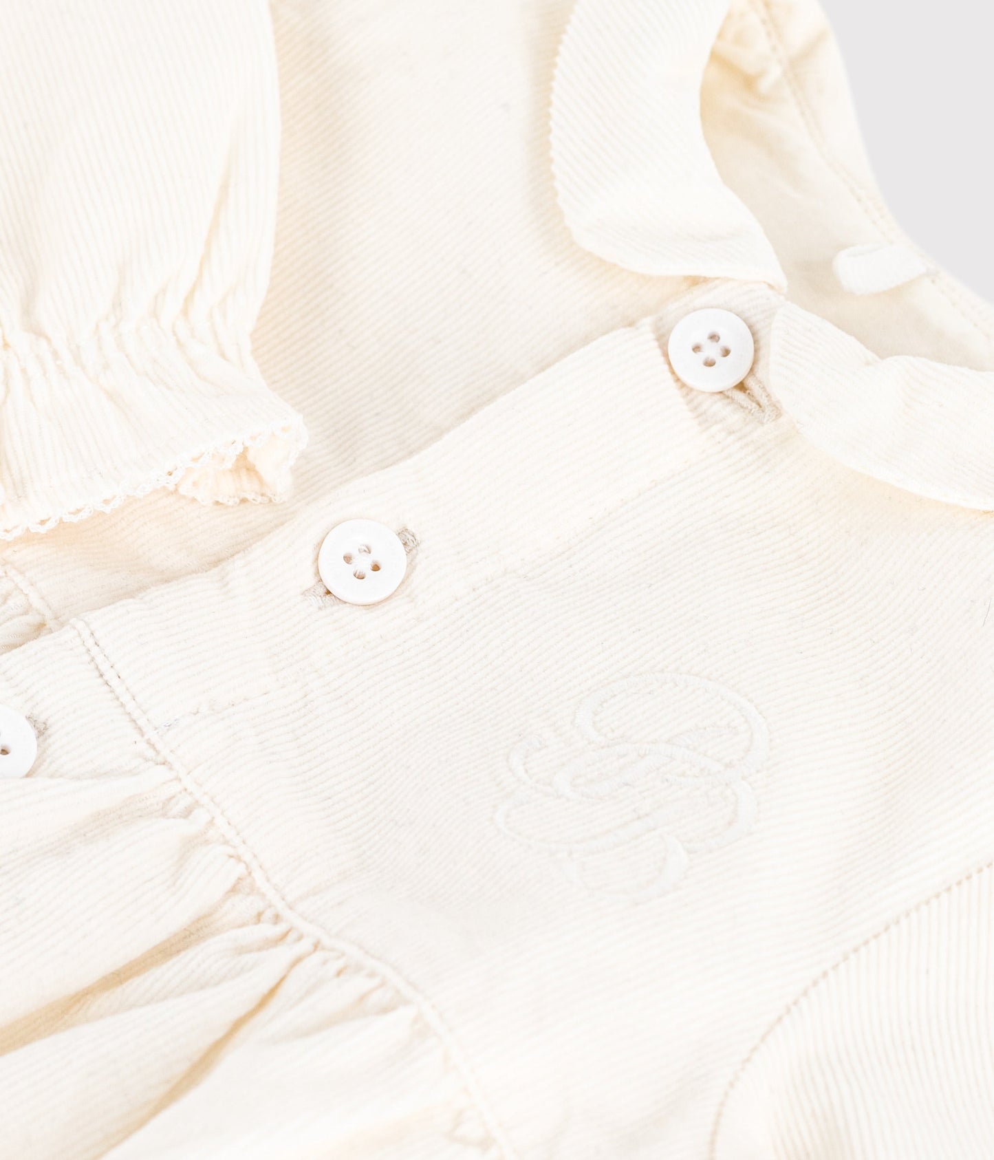 Combinaison courte cérémonie bébé en velours brodé