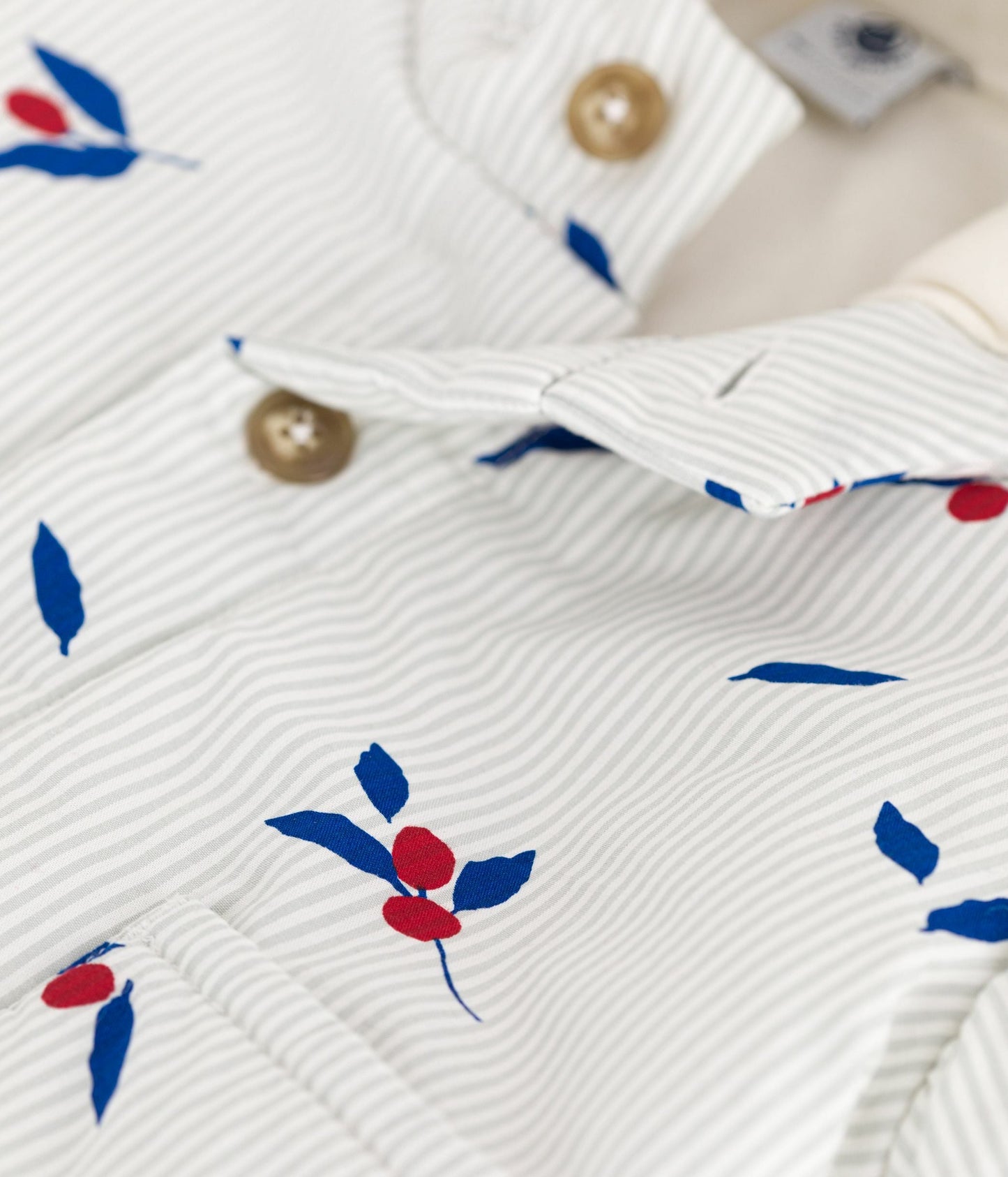 Manteau à capuche bébé ouatiné en popeline imprimée baie – CO2/MULTICO