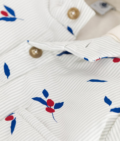 Manteau à capuche bébé ouatiné en popeline imprimée baie – CO2/MULTICO