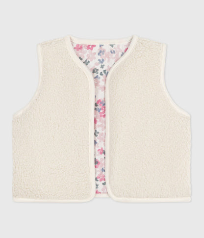 Gilet bébé en popeline de coton et sherpa sans manche imprimé