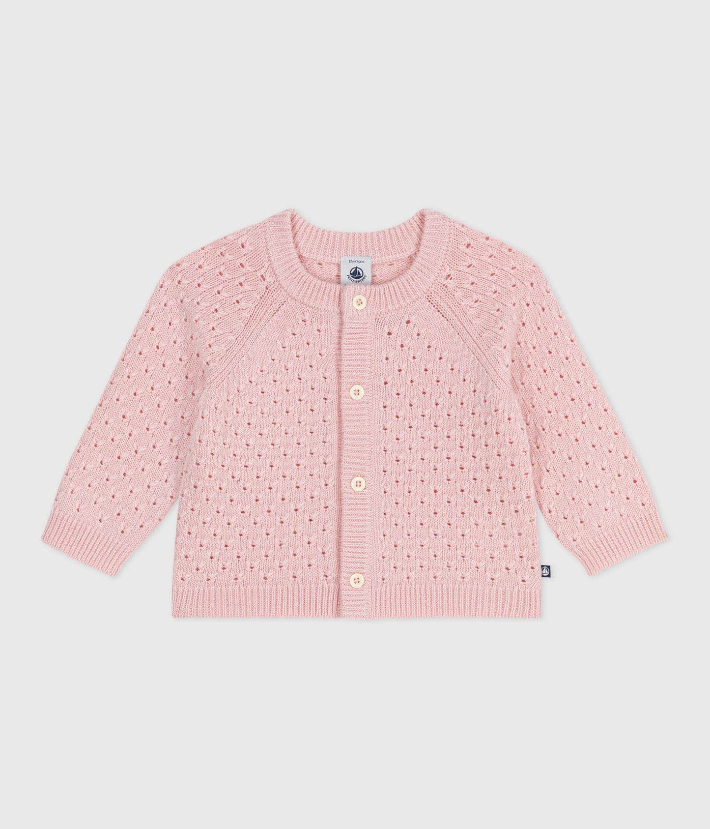 Cardigan bébé en tricot laine et coton uni