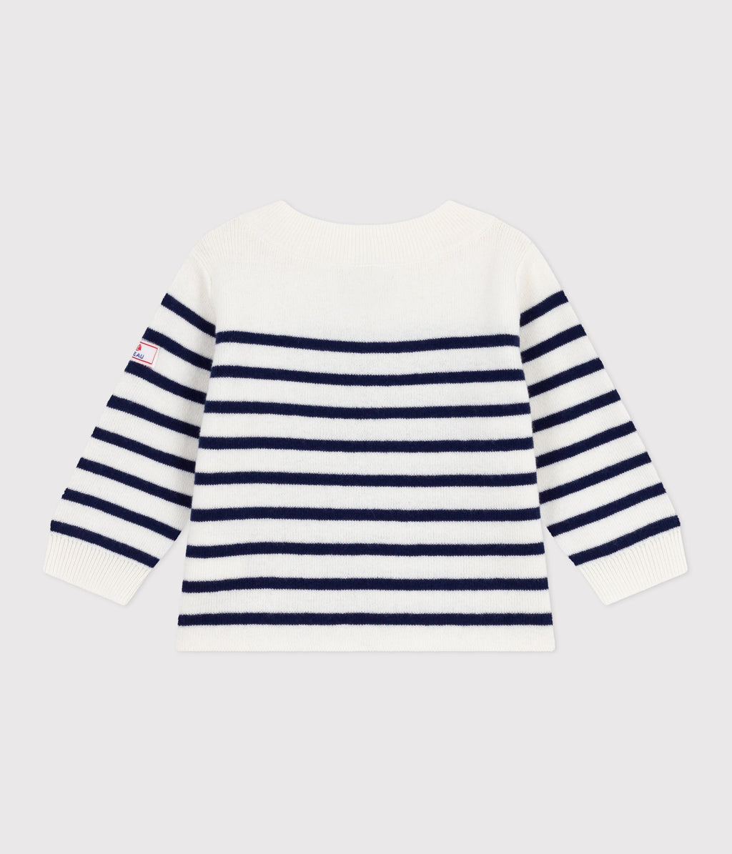 Pull marin bébé en laine et coton à rayures – D1