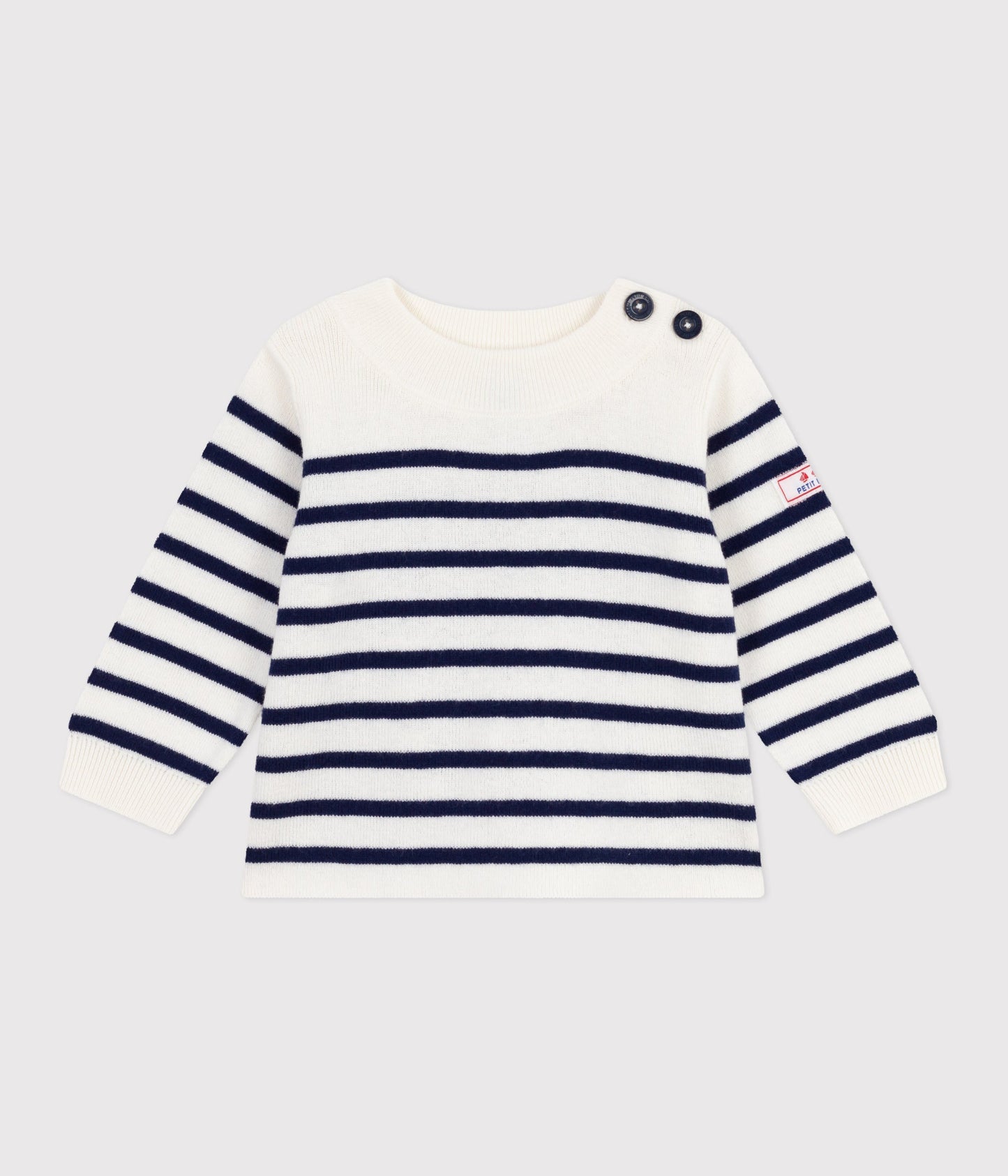 Pull marin bébé en laine et coton à rayures