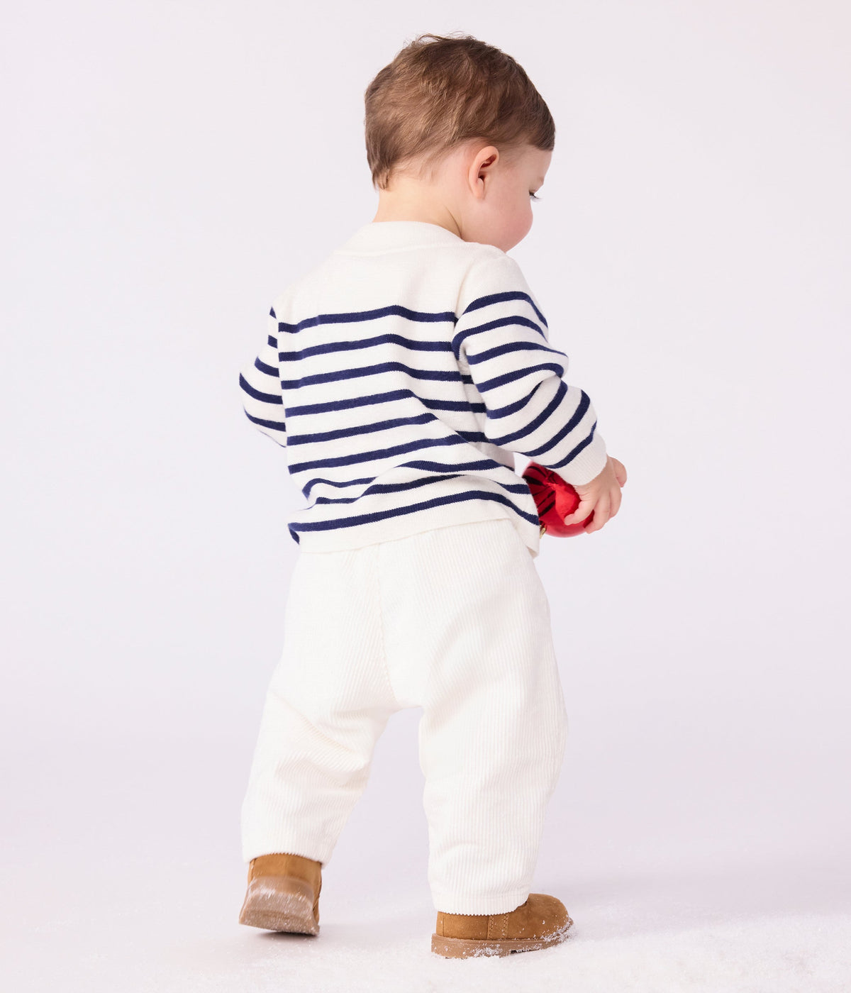 Pull marin bébé en laine et coton à rayures – J2