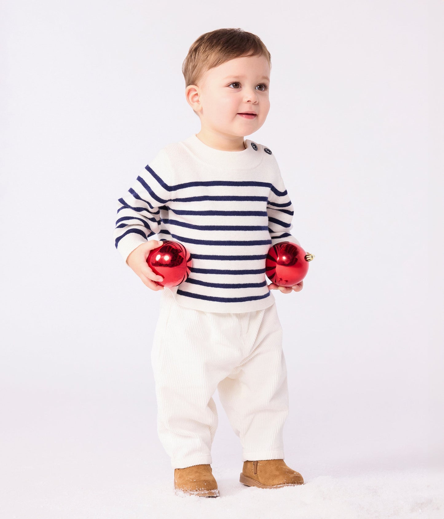 Pull marin bébé en laine et coton à rayures