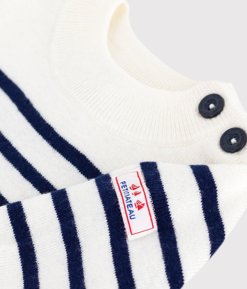 Pull marin bébé en laine et coton à rayures – Z1