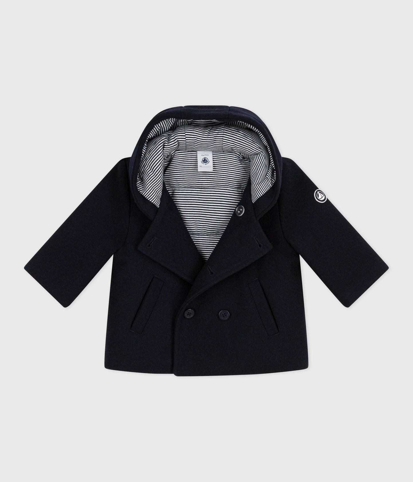 Caban bébé en drap de laine uni