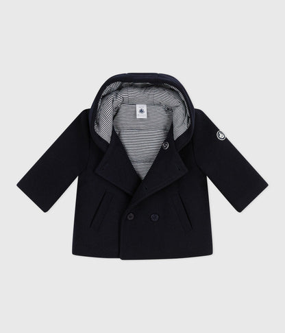 Caban bébé en drap de laine uni