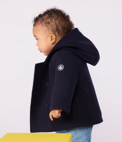 Caban bébé en drap de laine uni