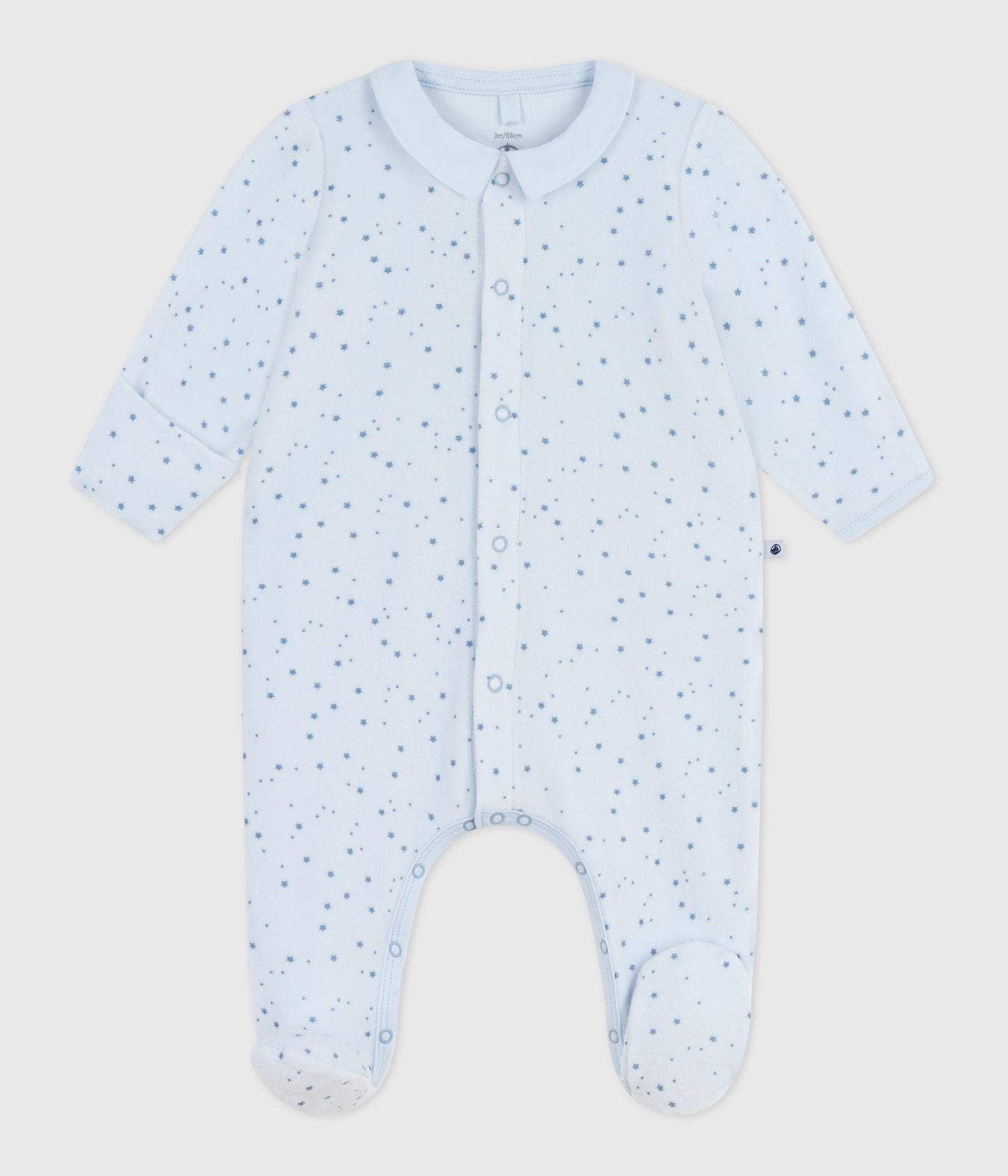 Pyjama bébé en velours à col imprimé