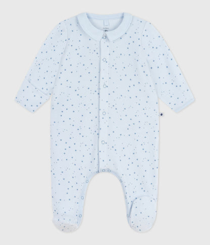 Pyjama bébé en velours à col imprimé