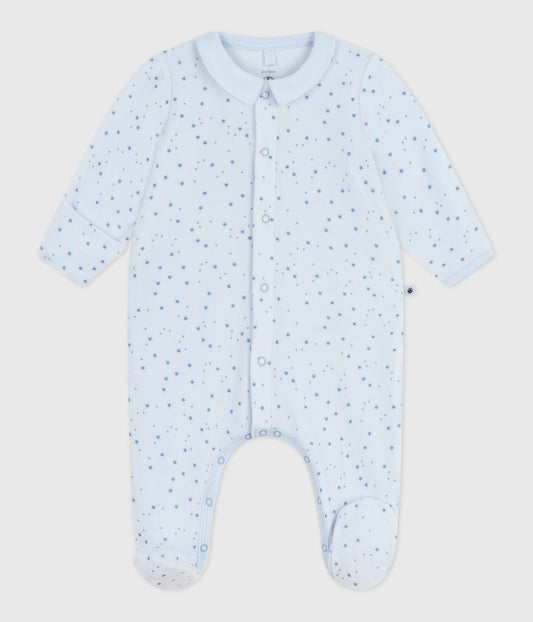 Pyjama bébé en velours à col imprimé