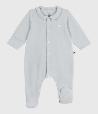Pyjama bébé en velours à col uni