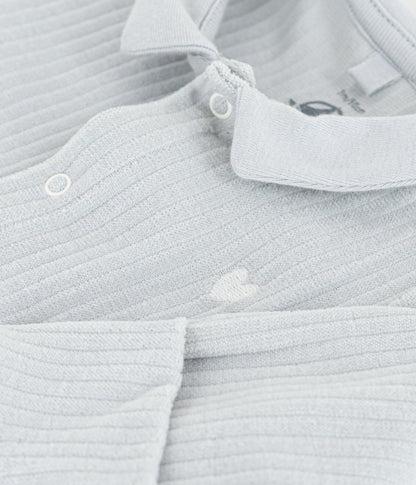 Pyjama bébé en velours à col uni