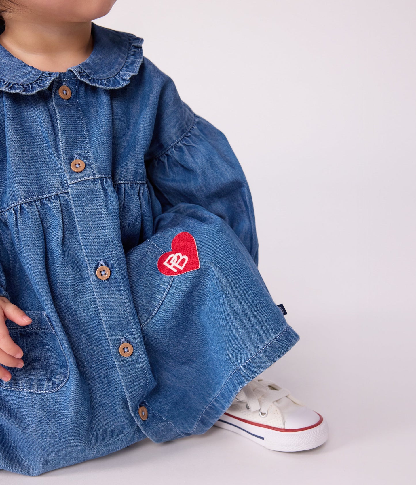 Robe bébé en denim manches longues à col