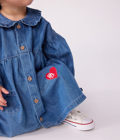 Robe bébé en denim manches longues à col