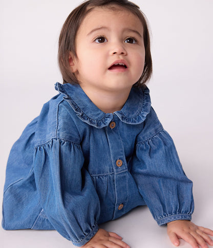Robe bébé en denim manches longues à col