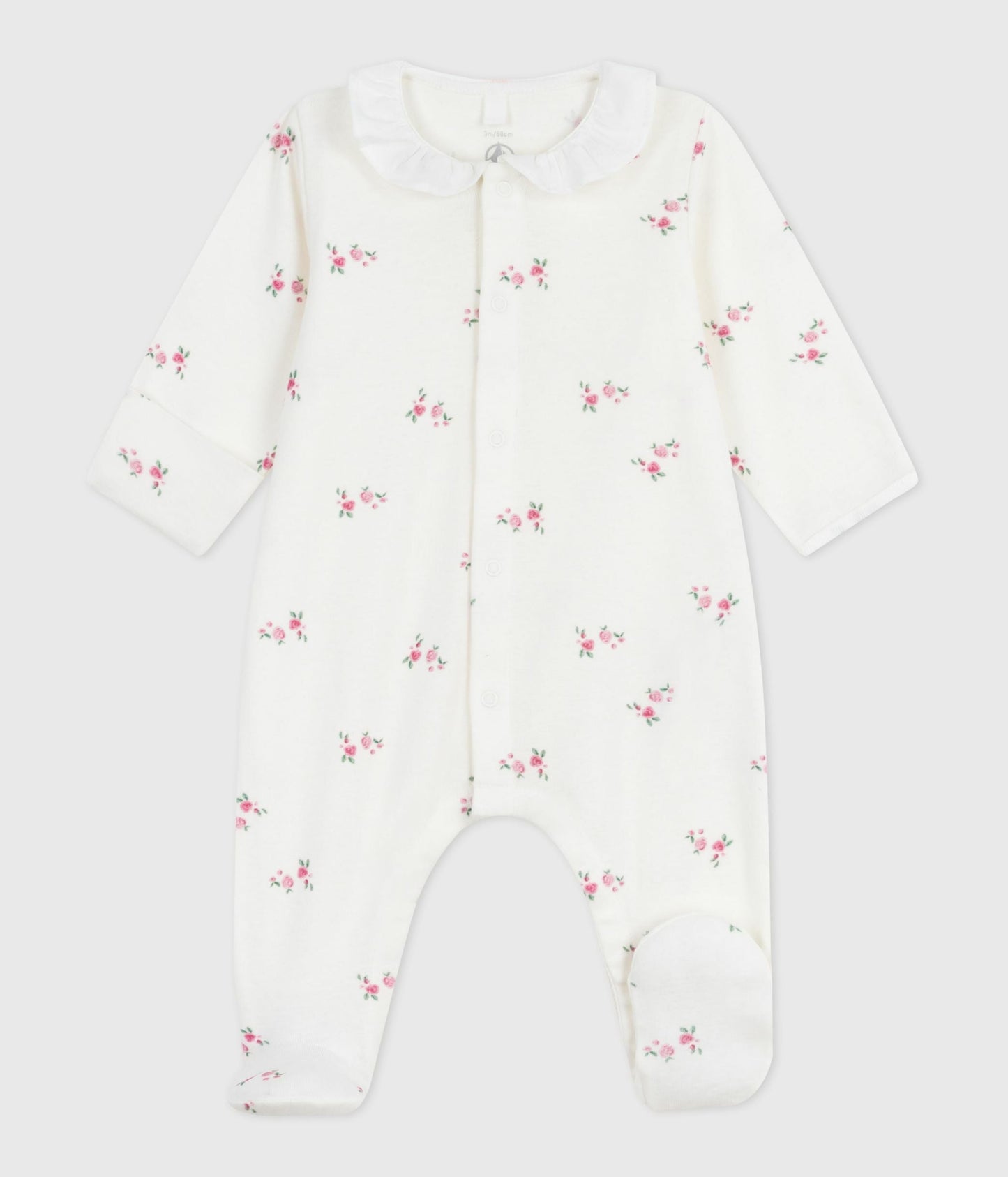 Pyjama bébé en coton à col fleuri