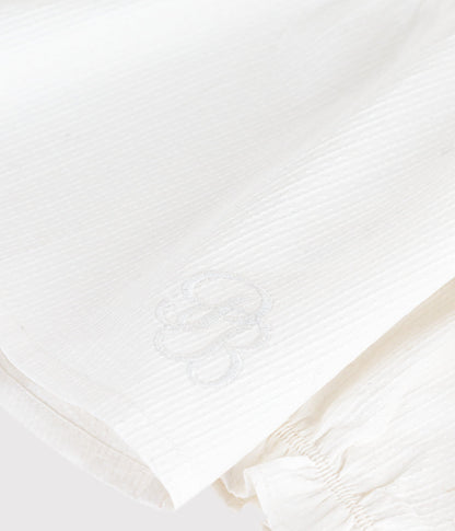 Blouse bébé en popeline de coton manches longues, à col et brodée