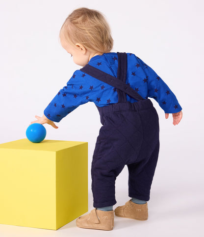 Salopette bébé en coton épais jambes longues, unie