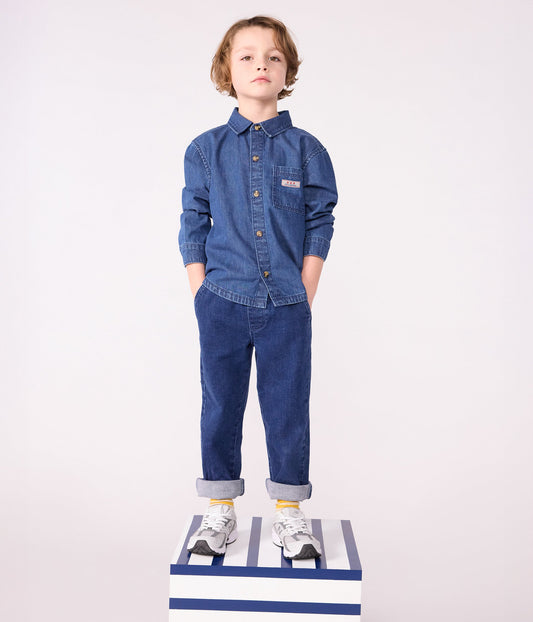 Chemise enfant en jean unie