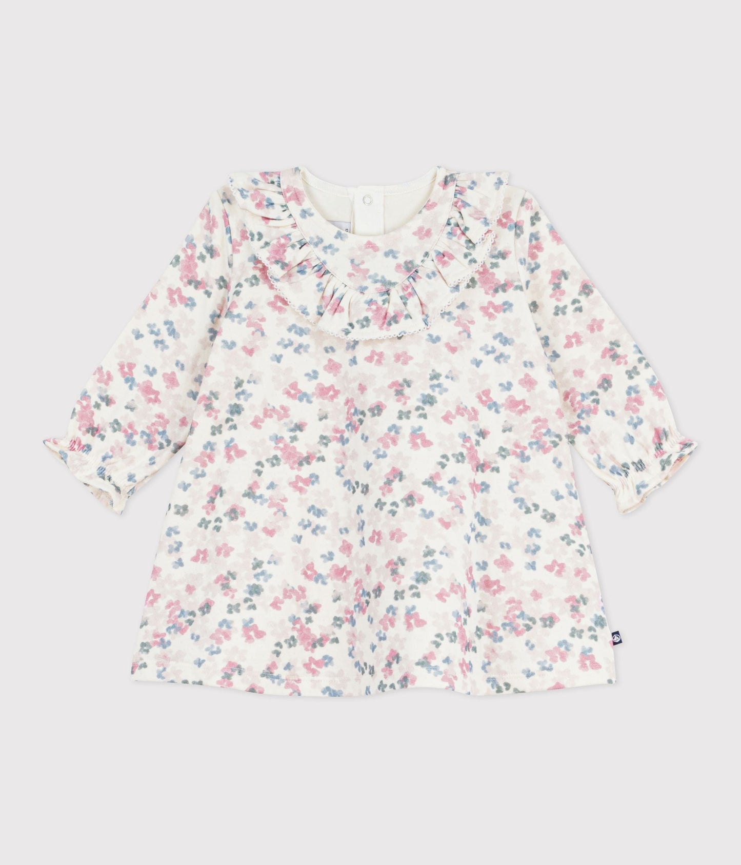 Robe bébé en coton manches longues imprimée fleurs