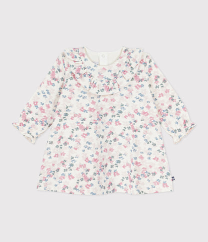 Robe bébé en coton manches longues imprimée fleurs