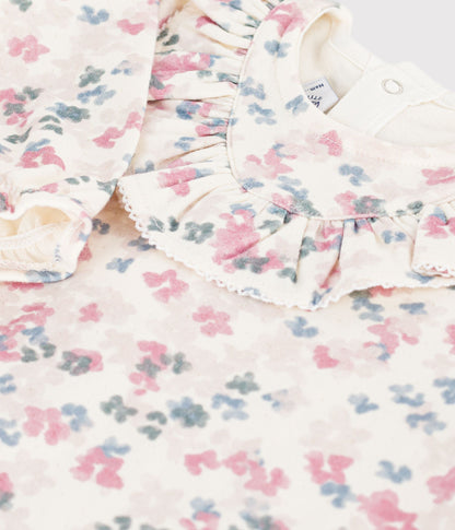 Robe bébé en coton manches longues imprimée fleurs