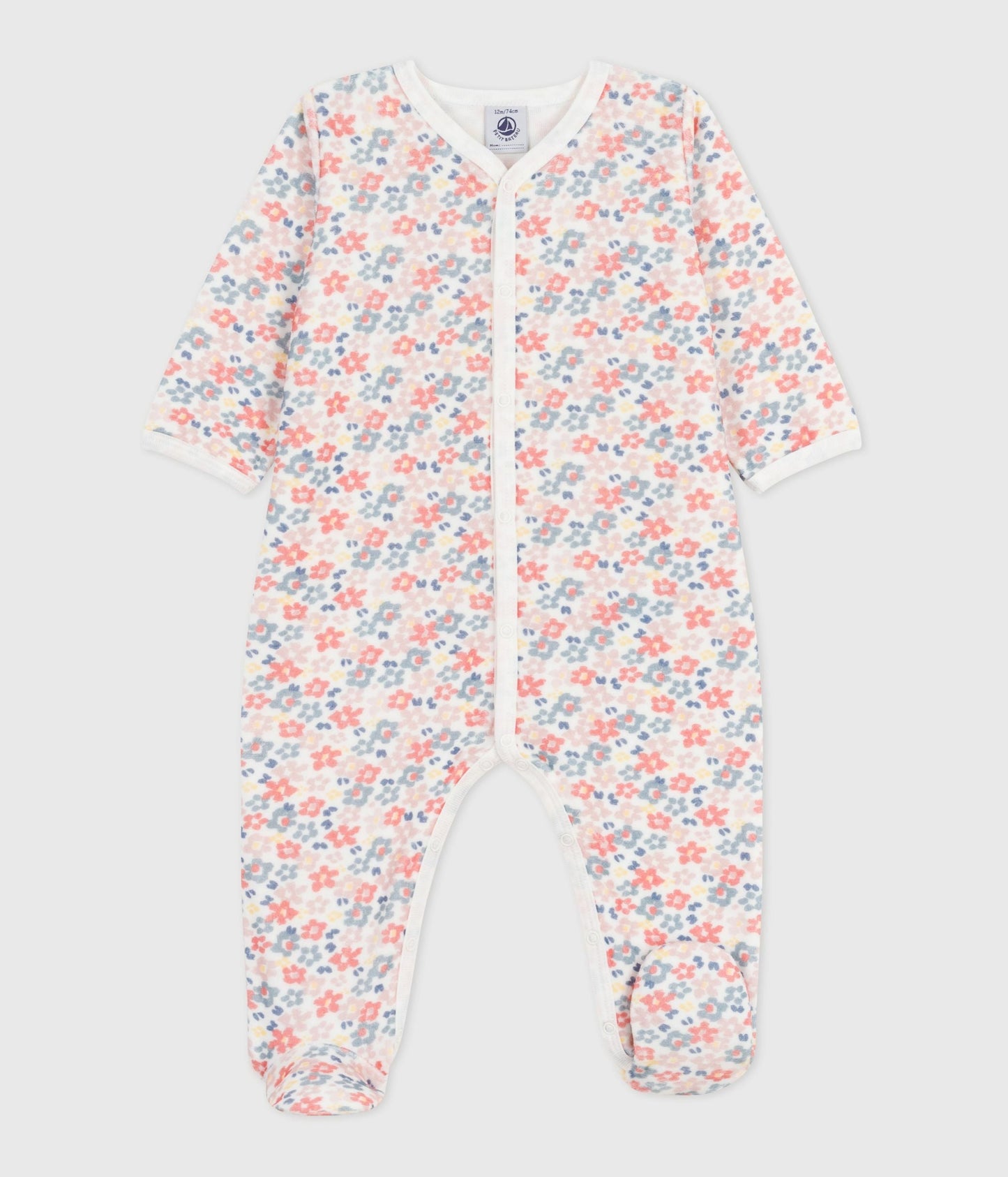Pyjama bébé en velours imprimé fleuri