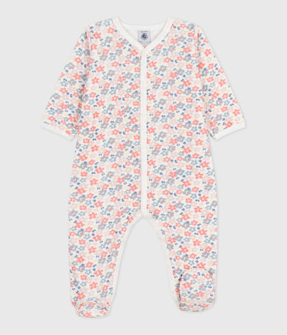 Pyjama bébé en velours imprimé fleuri
