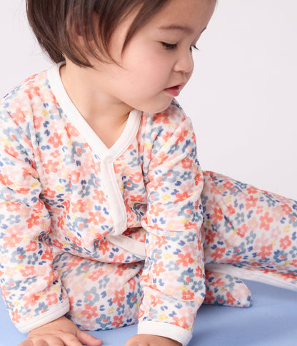 Pyjama bébé en velours imprimé fleuri