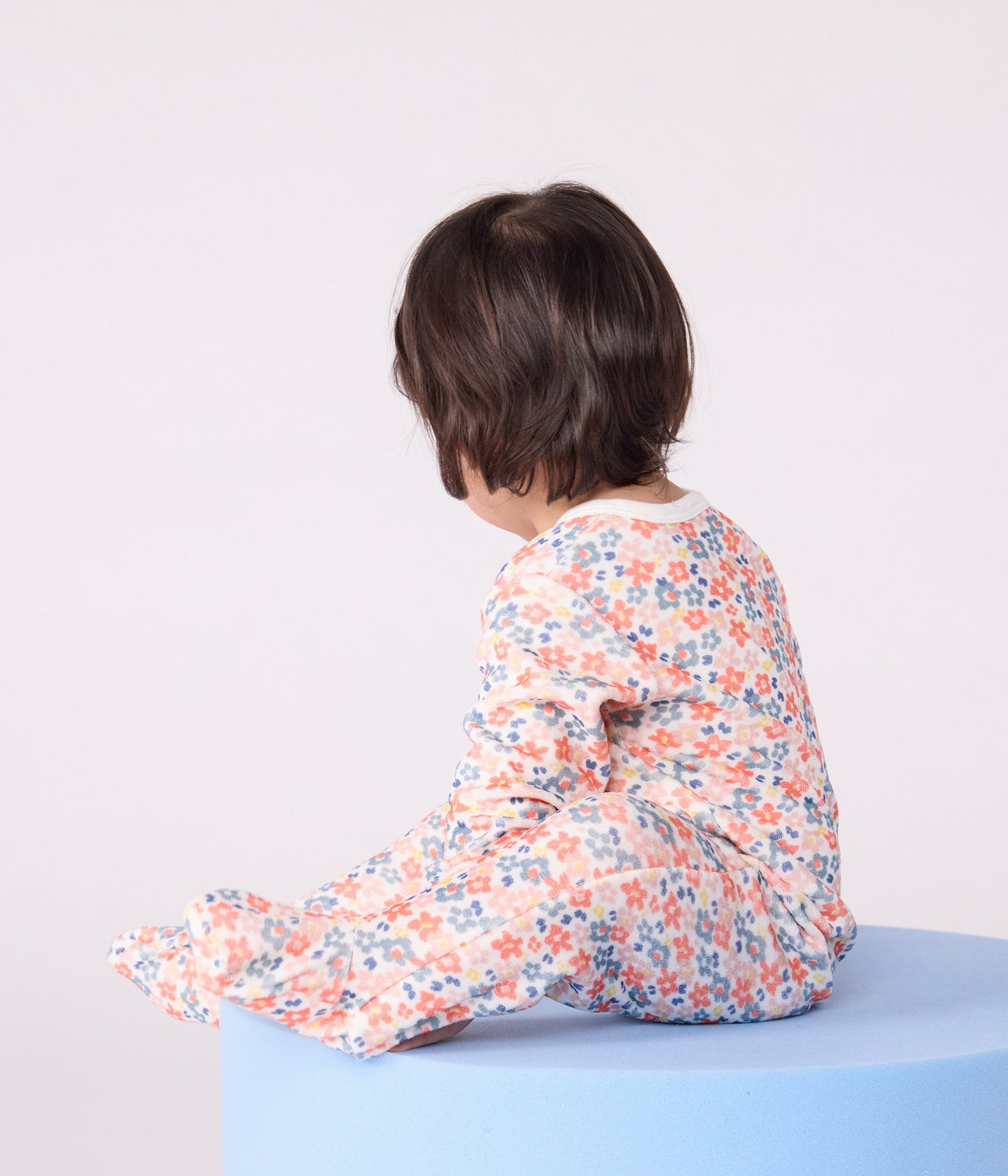 Pyjama bébé en velours imprimé fleuri