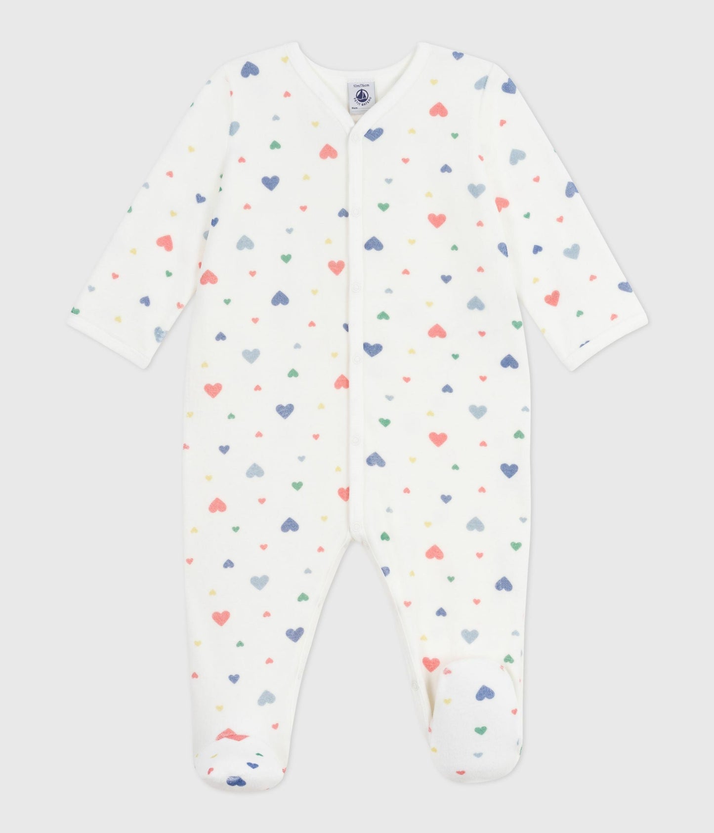 Pyjama bébé en velours imprimé cœurs