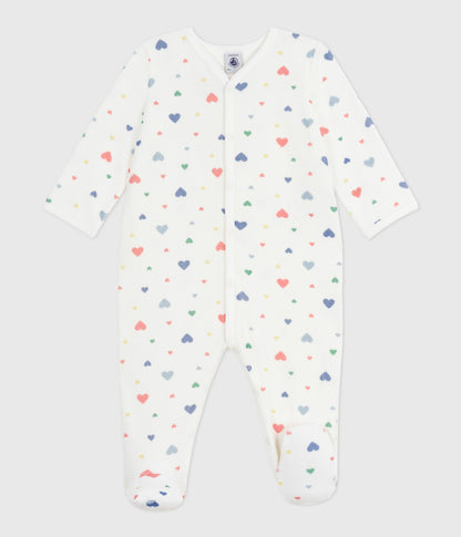 Pyjama bébé en velours imprimé cœurs