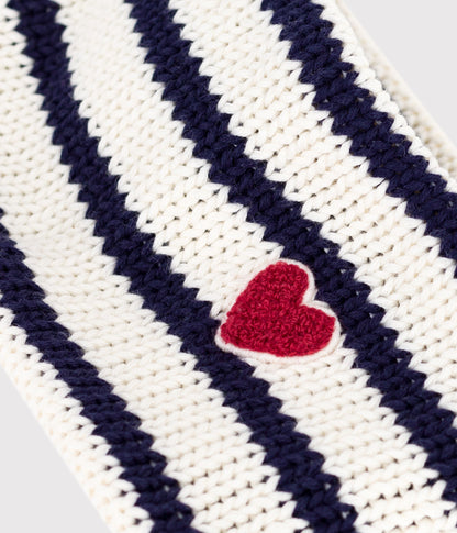 Snood bébé rayé en tricot doublé en polaire