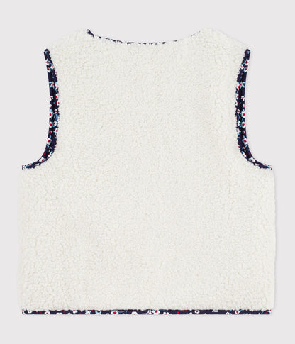 Gilet enfant en popeline de coton et sherpa sans manche imprimé