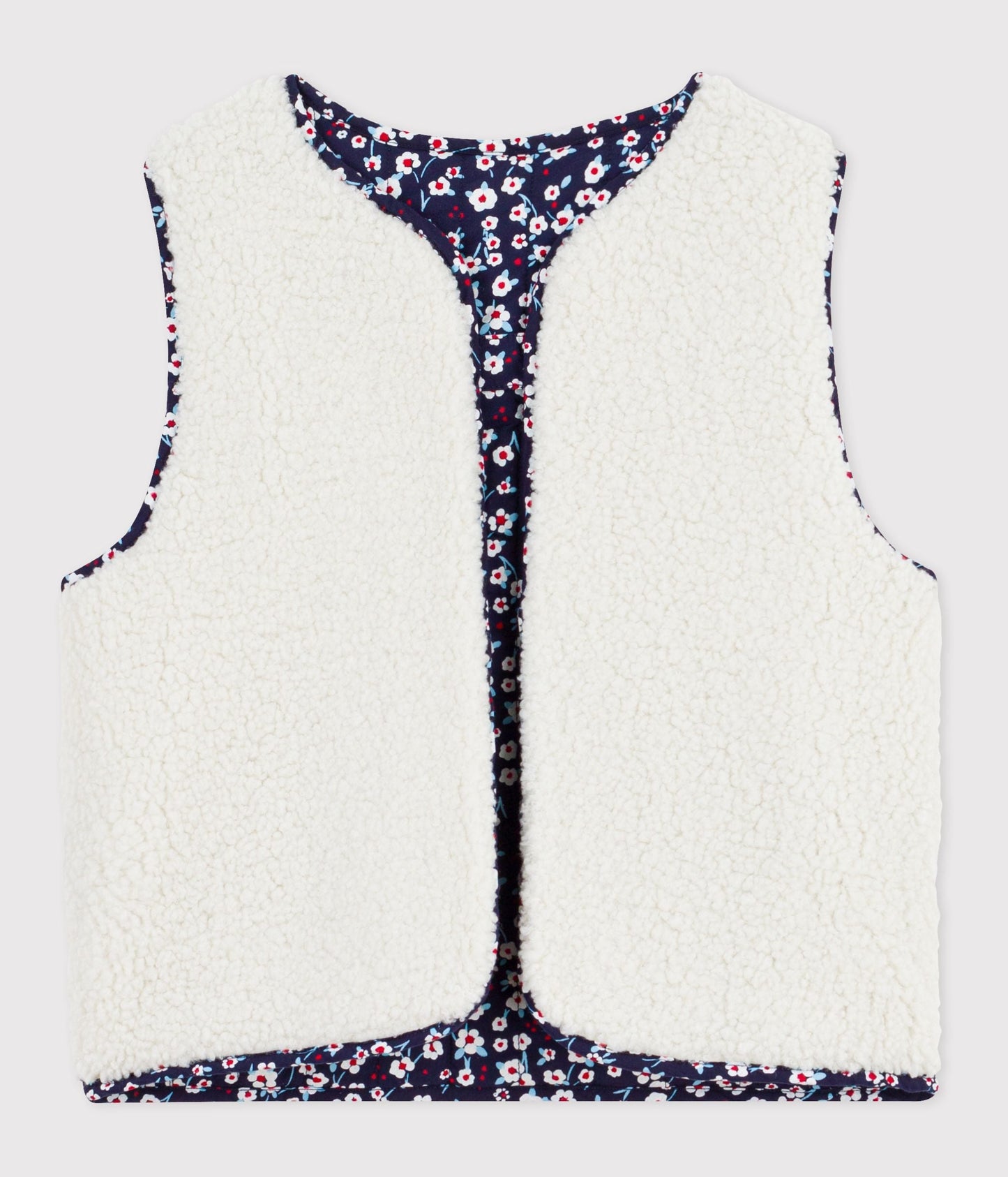 Gilet enfant en popeline de coton et sherpa sans manche imprimé